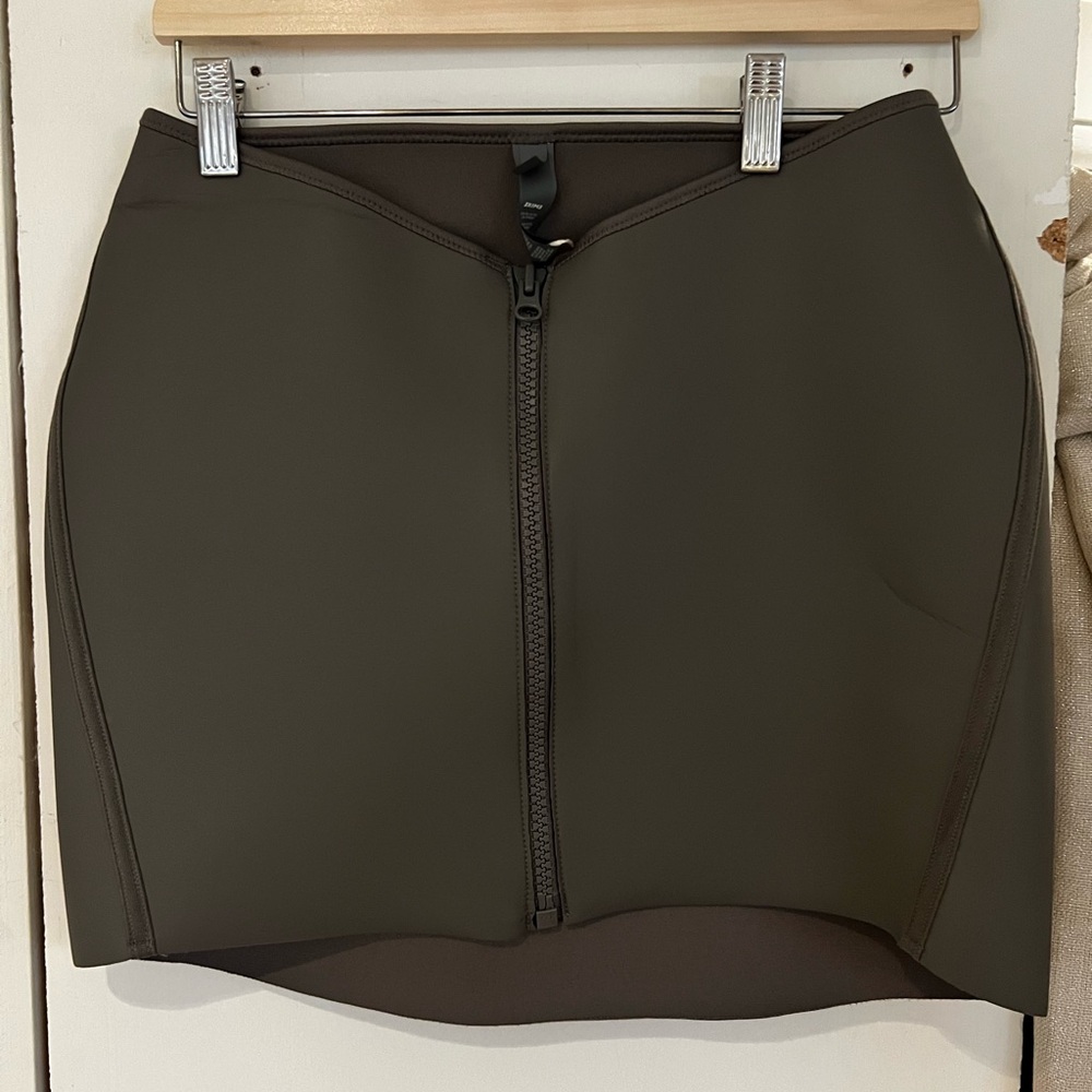 Olive Green Zipper Front Skirt